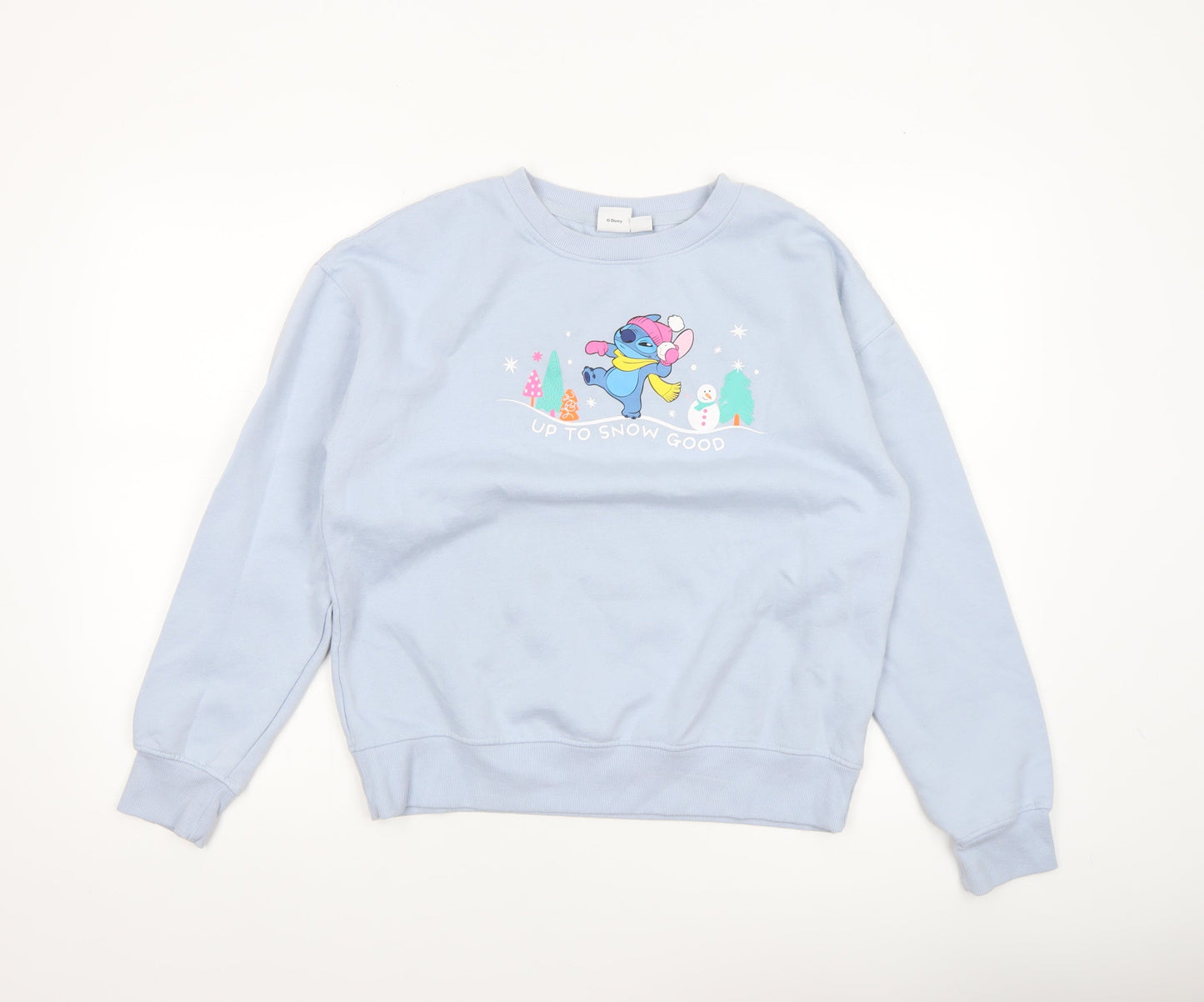 Disney Women XS Blue Stitch Christmas Sweatshirt Pullover