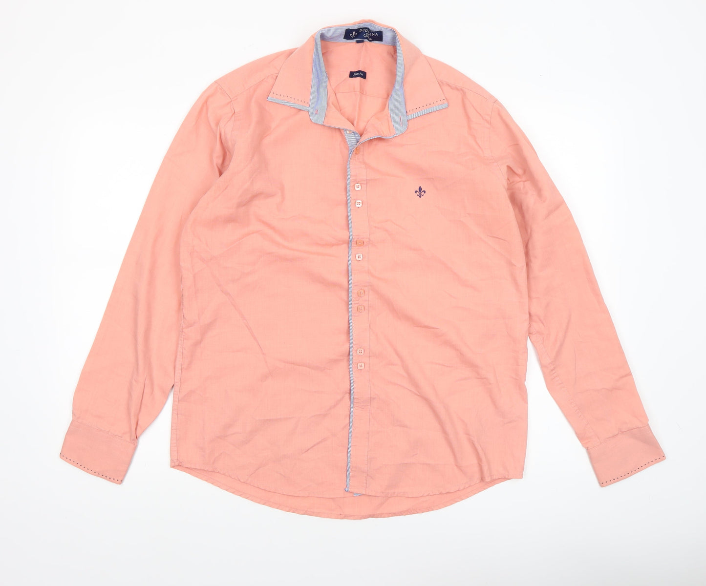 Dudalina Sport Men's Peach Long Sleeve Button-Up Shirt Size M