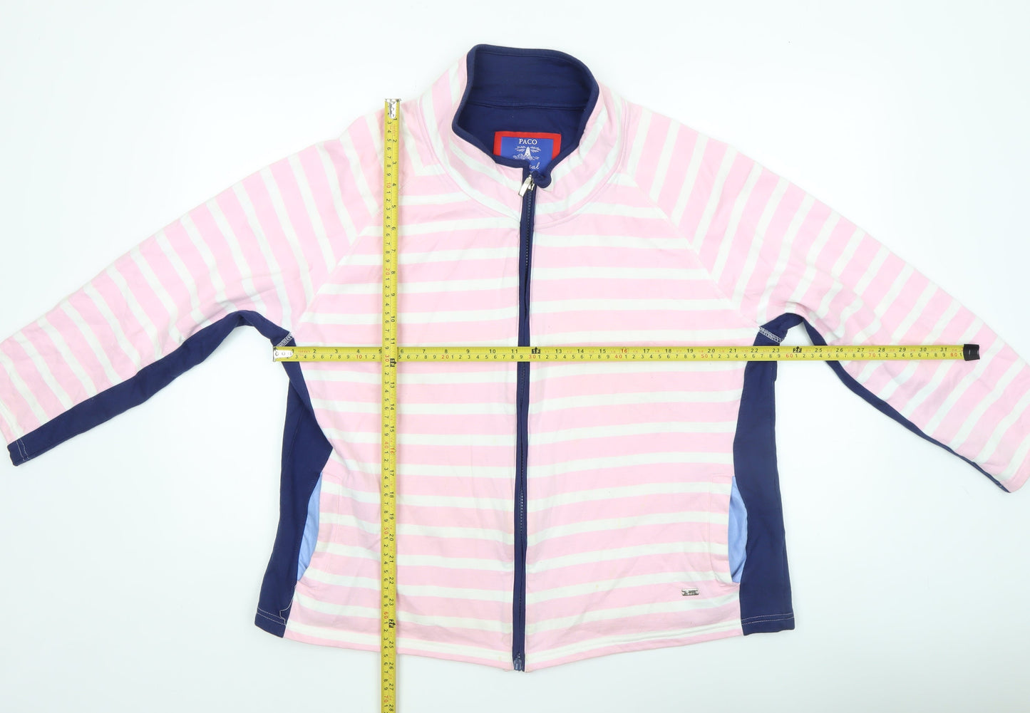 Paco Women’s Pink Striped Cotton Zip Jacket Size 18