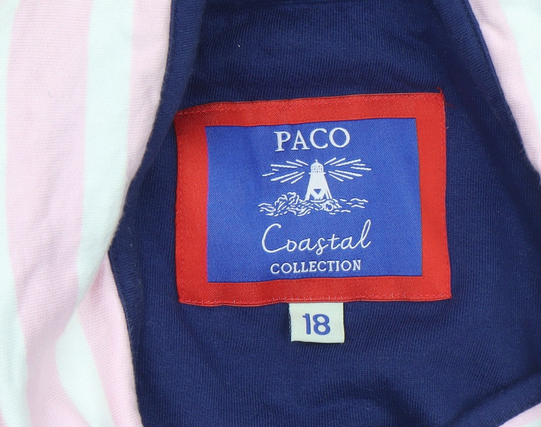Paco Women’s Pink Striped Cotton Zip Jacket Size 18