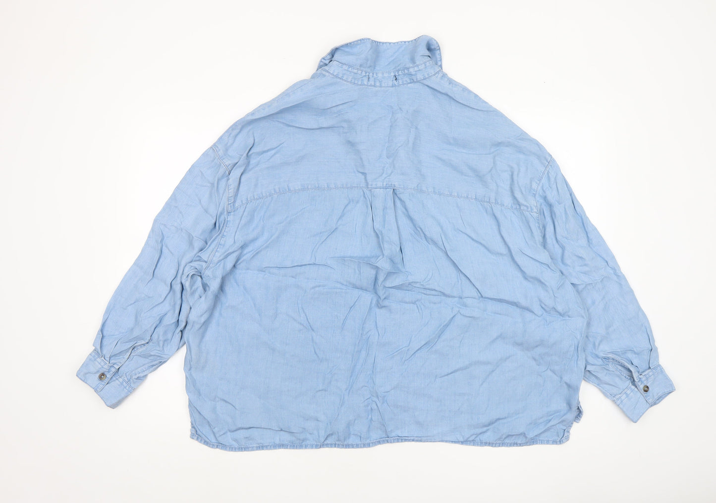 F&F Women's Blue Lyocell Long Sleeve Tunic Shirt Size M