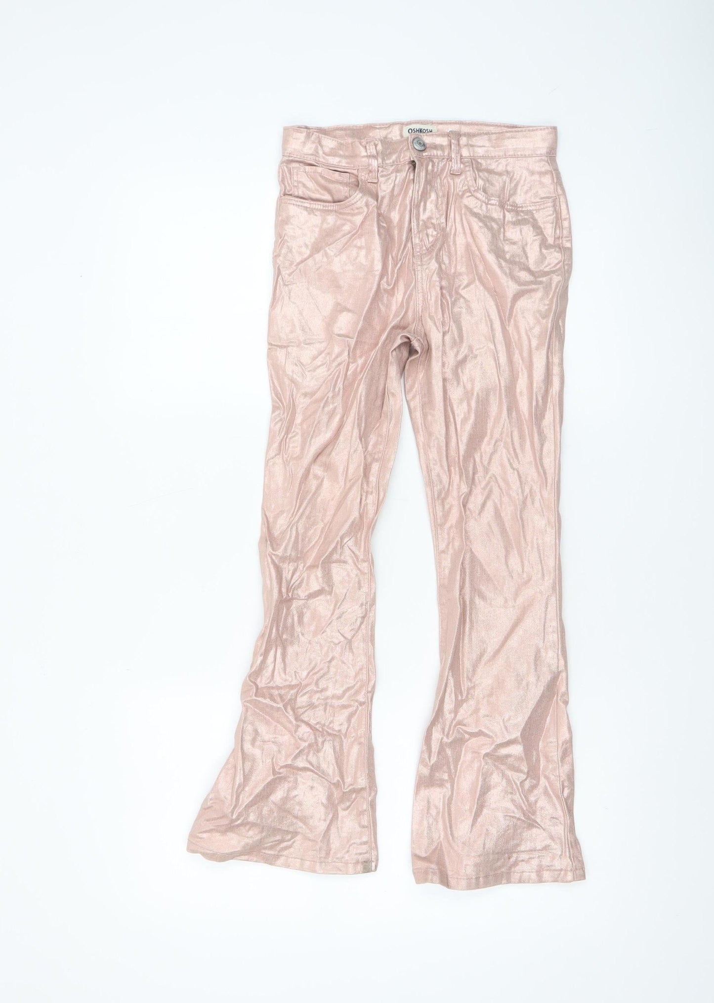 OshKosh B'gosh Girls Pink Shiny Chino Trousers Size 10 Years