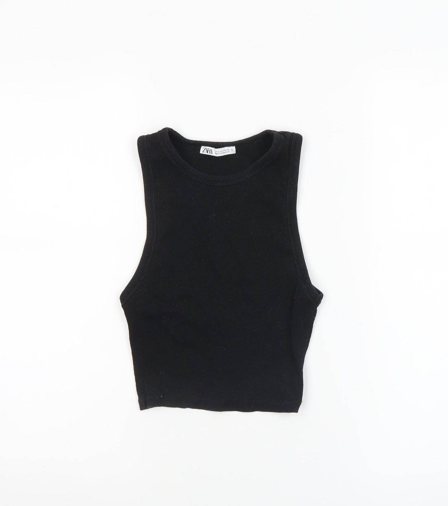 Zara Women’s Black Cropped Tank Top Cotton Stretch S