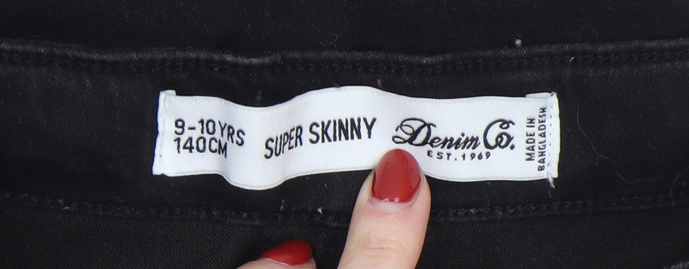 Denim Co Girls Black Super Skinny Jeans 9-10 Years Stretch Fit