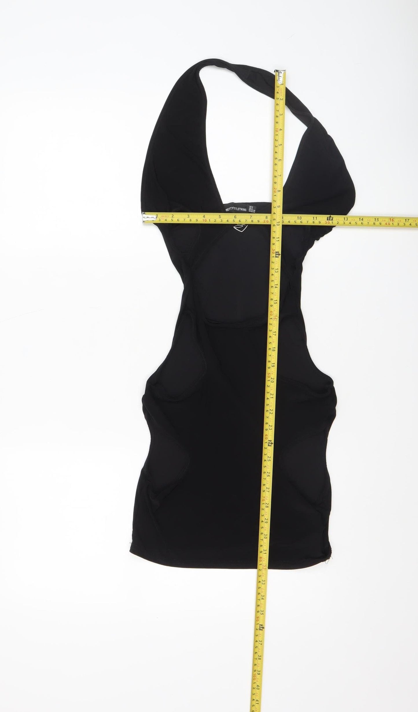 PrettyLittleThing Women's Black Halter Cut Out Bodycon Mini Dress Size 8