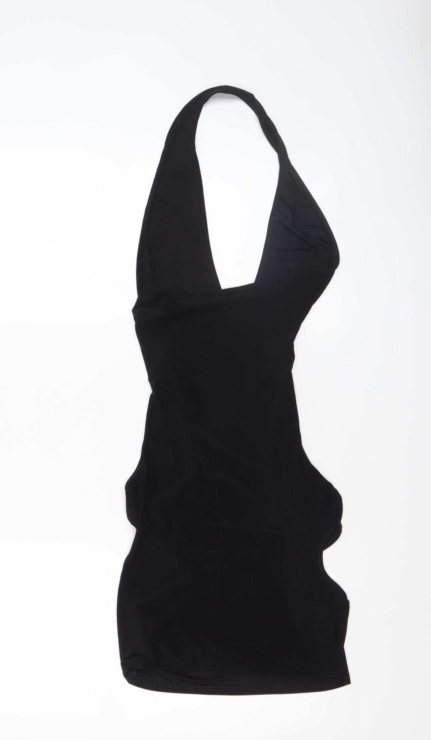 PrettyLittleThing Women's Black Halter Cut Out Bodycon Mini Dress Size 8