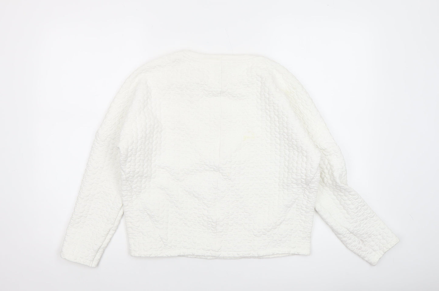United Colors of Benetton Women White Textured Pullover Sweatshirt XS