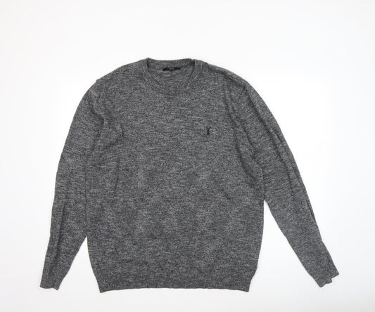 Next Men’s Grey Cotton Blend Crew Neck Pullover Jumper Size L