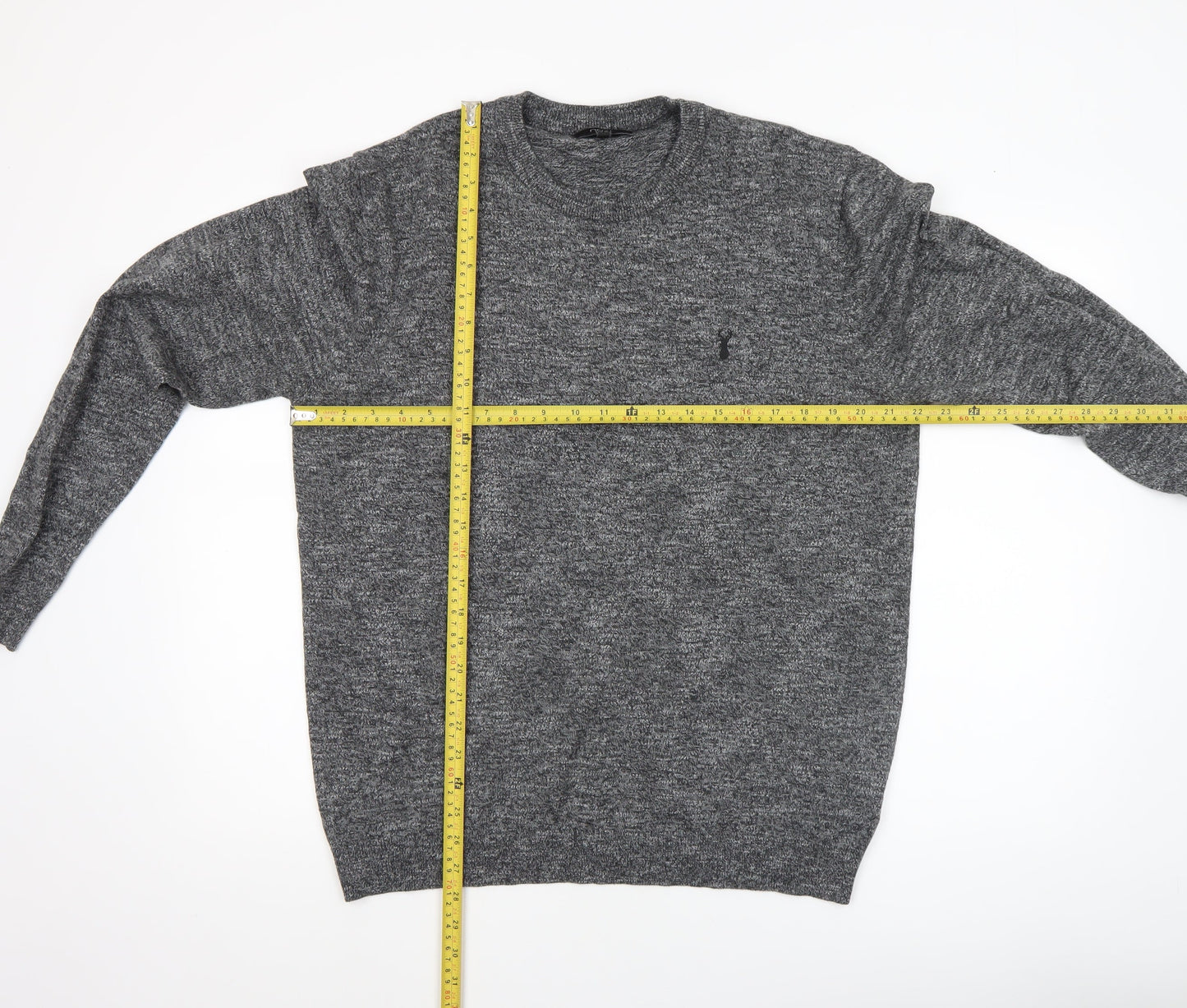 Next Men’s Grey Cotton Blend Crew Neck Pullover Jumper Size L