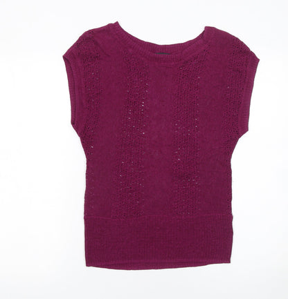 H&M Women's Purple Sleeveless Open-Knit Pullover Jumper Size S