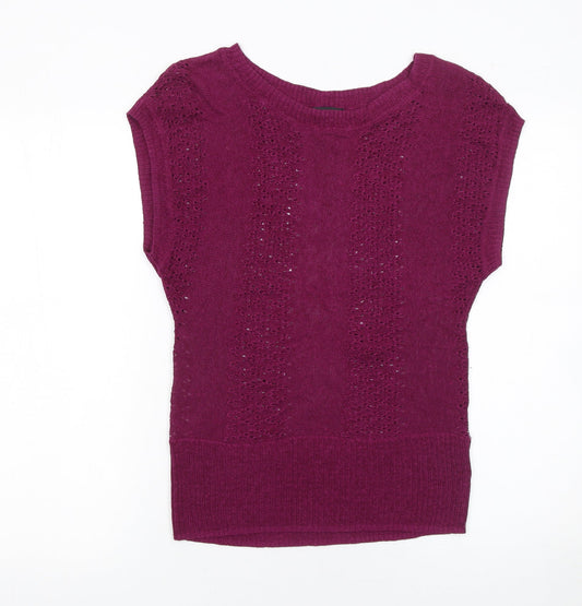 H&M Women's Purple Sleeveless Open-Knit Pullover Jumper Size S