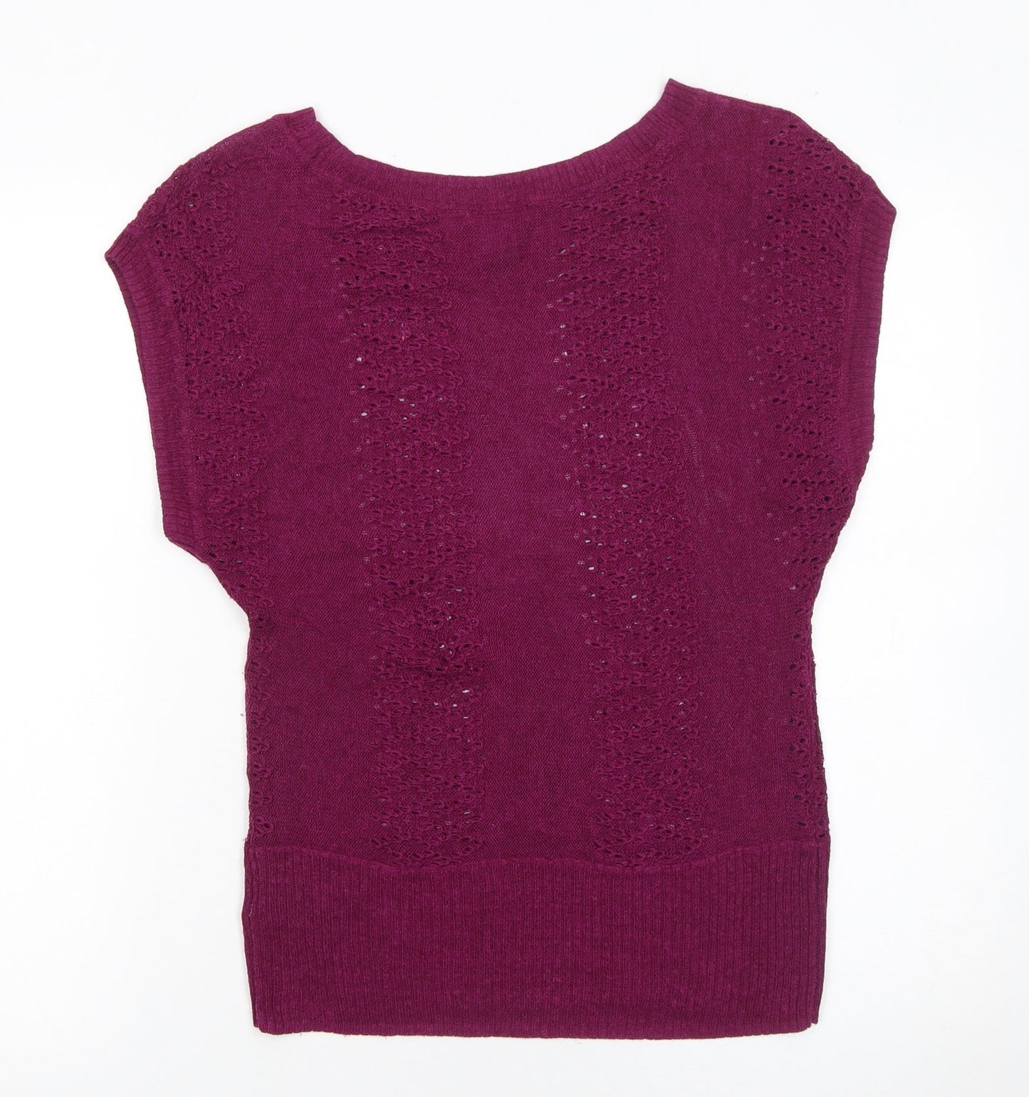 H&M Women's Purple Sleeveless Open-Knit Pullover Jumper Size S