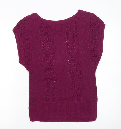 H&M Women's Purple Sleeveless Open-Knit Pullover Jumper Size S