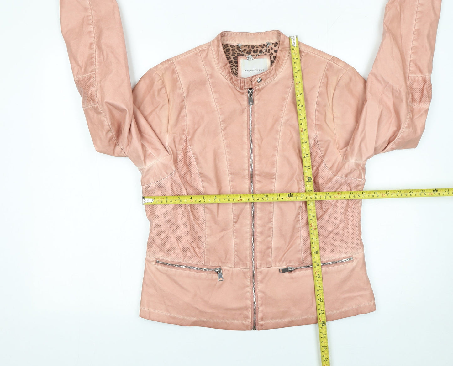 Rino & Pelle Women's Pink Biker Jacket Size 14 Viscose Blend