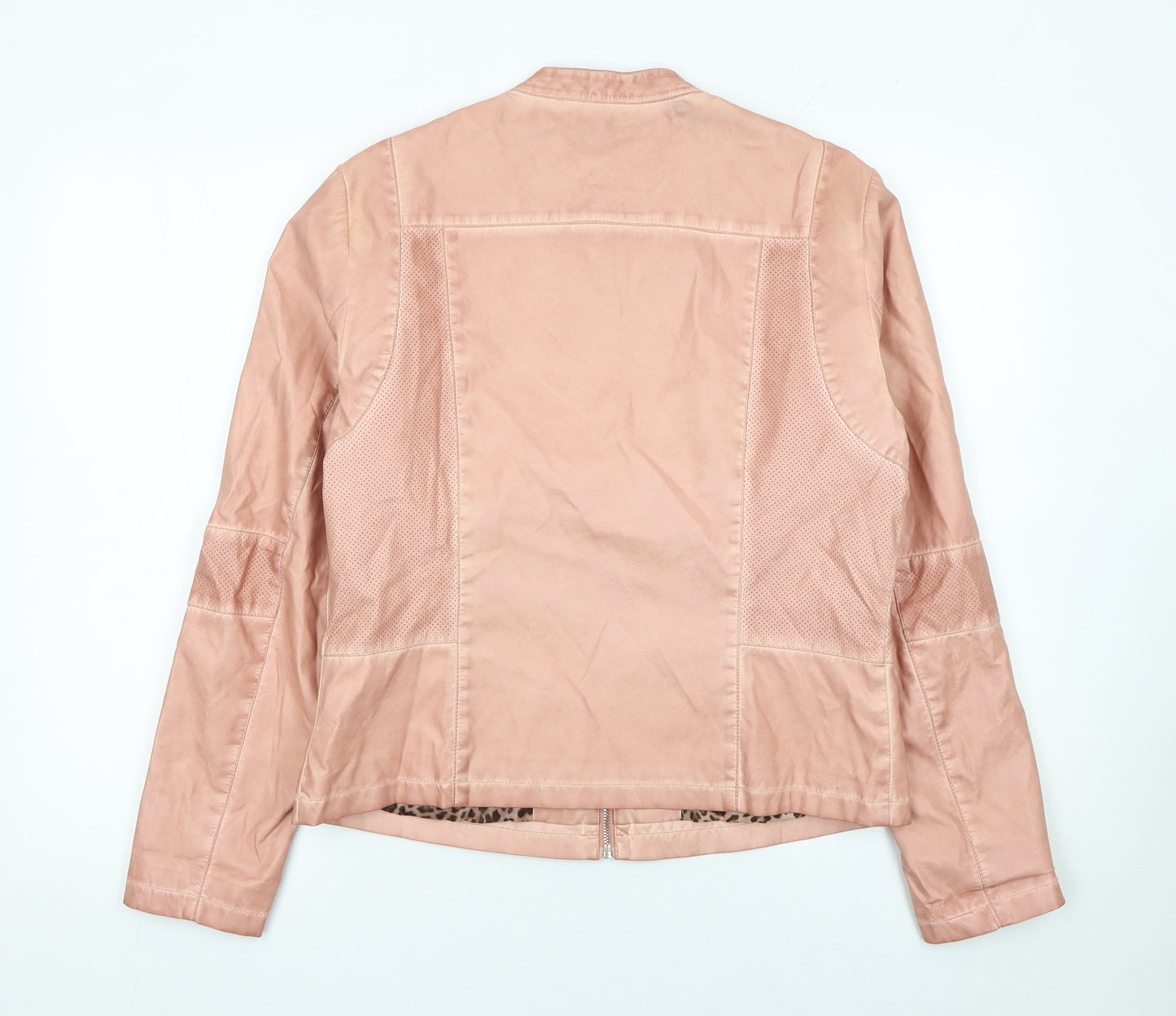 Rino & Pelle Women's Pink Biker Jacket Size 14 Viscose Blend