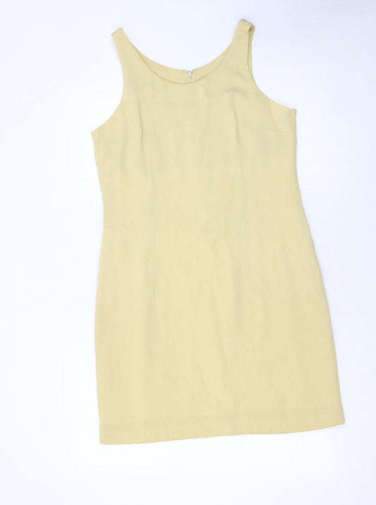 Jigsaw Women’s Beige Sheath Wool Dress Size 14 Sleeveless Workwear