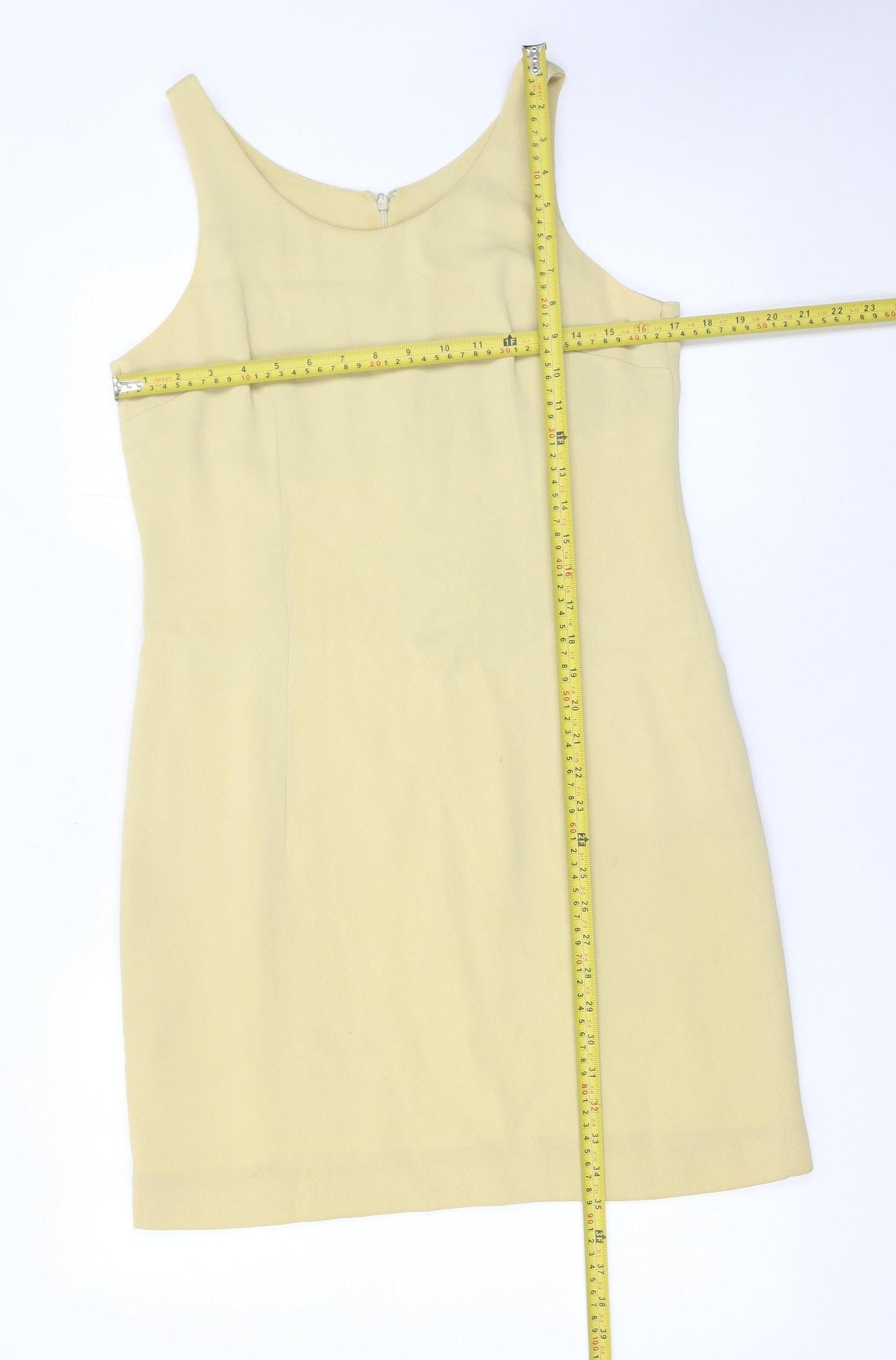 Jigsaw Women’s Beige Sheath Wool Dress Size 14 Sleeveless Workwear