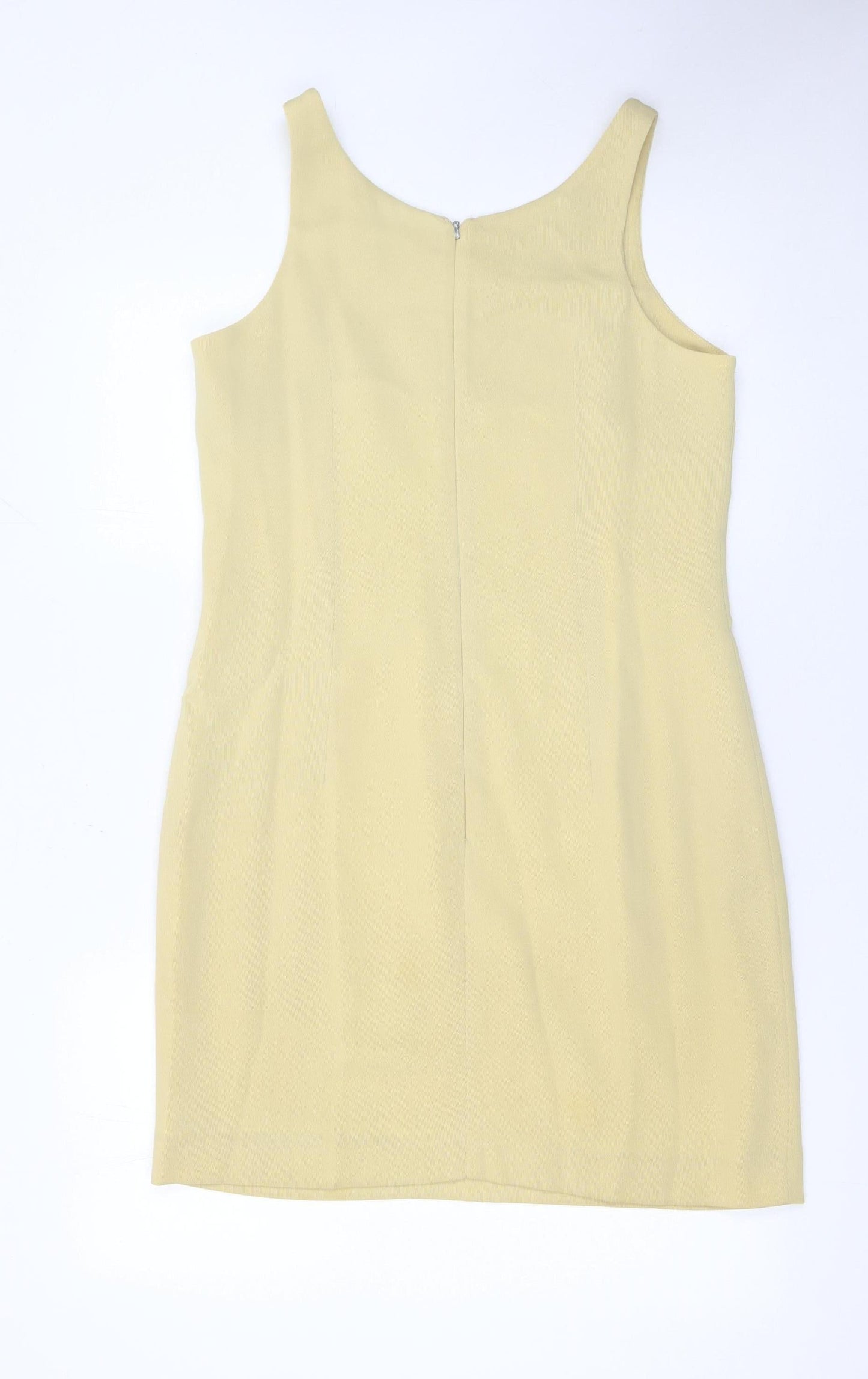 Jigsaw Women’s Beige Sheath Wool Dress Size 14 Sleeveless Workwear
