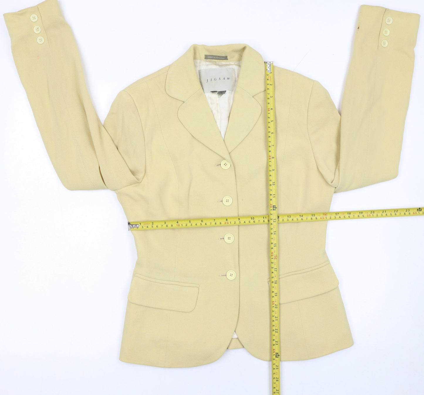 Jigsaw Womens Beige Size 12 Single-Breasted Blazer Jacket