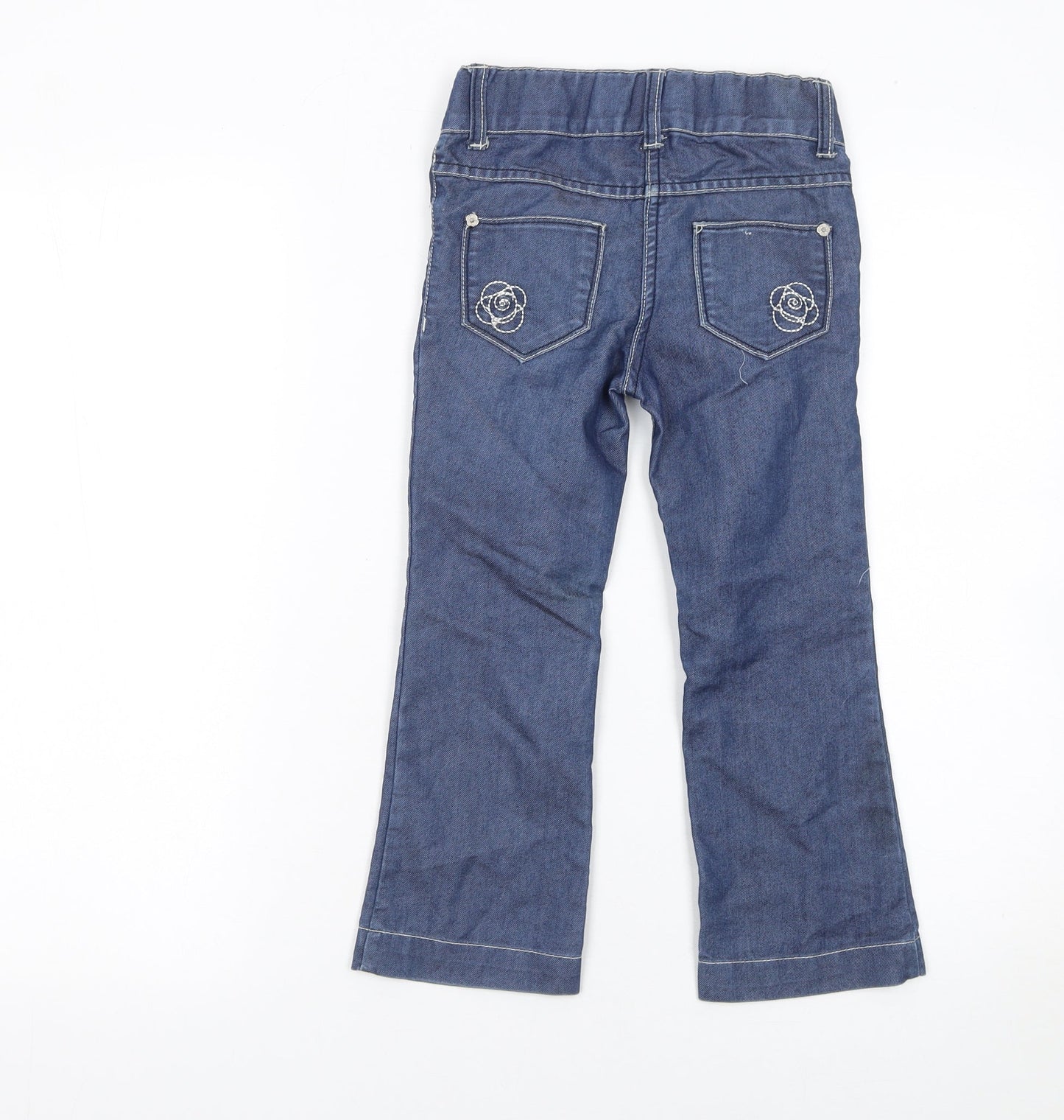 Denim Co Girls Blue Bootcut Jeans 5 Years Cotton Blend Embroidered Pockets