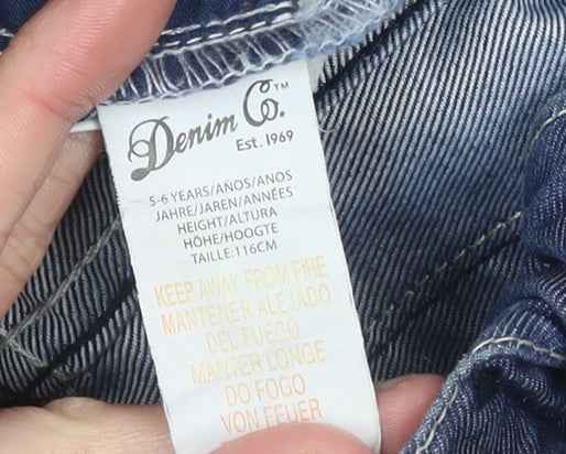 Denim Co Girls Blue Bootcut Jeans 5 Years Cotton Blend Embroidered Pockets