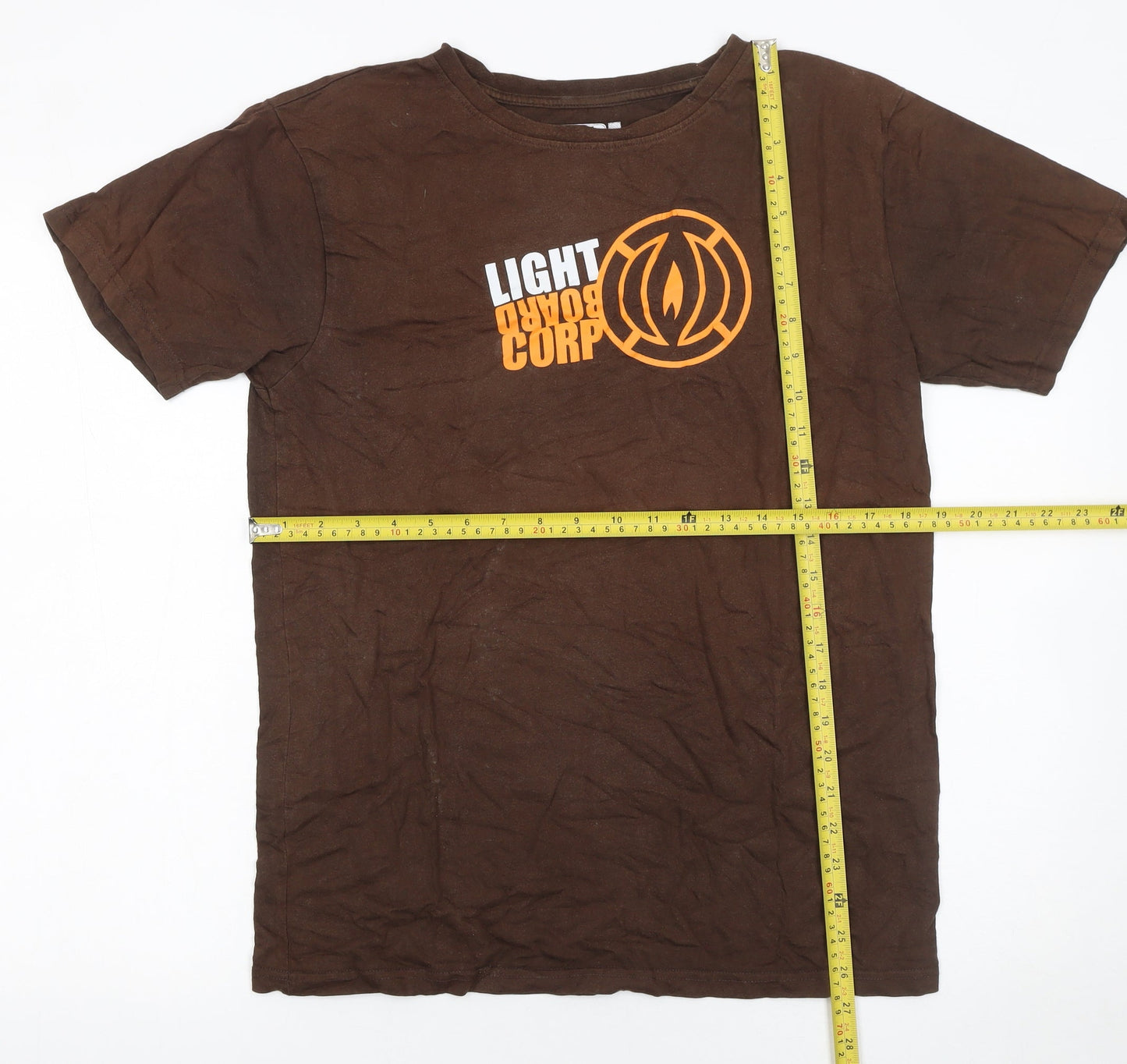 Light Corp Men's Brown Graphic Print Cotton T-Shirt Size S