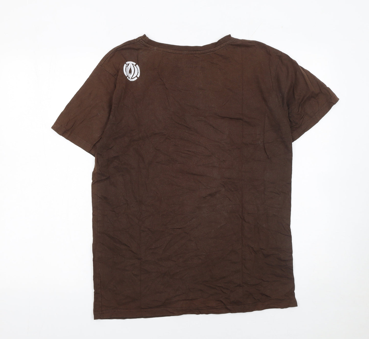 Light Corp Men's Brown Graphic Print Cotton T-Shirt Size S