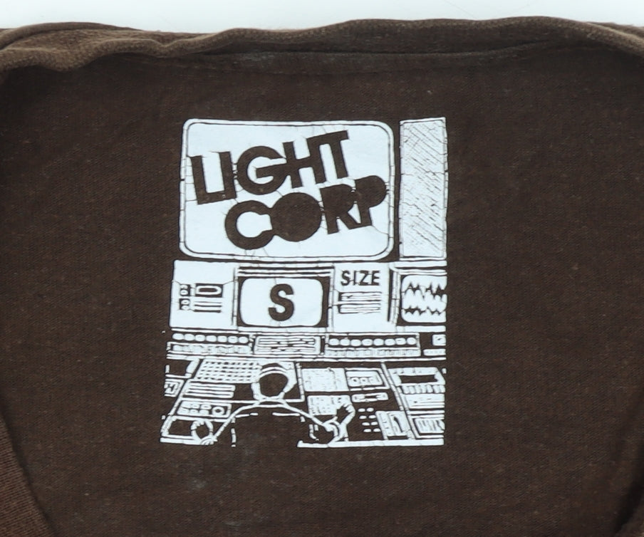Light Corp Men's Brown Graphic Print Cotton T-Shirt Size S