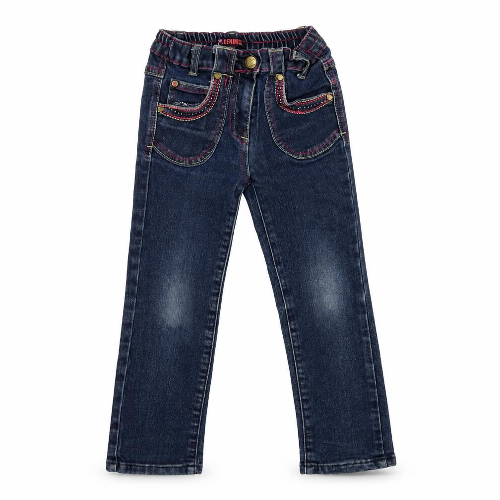 Denim Co Girls Blue Straight Jeans 5 Years Embroidered Heart Style
