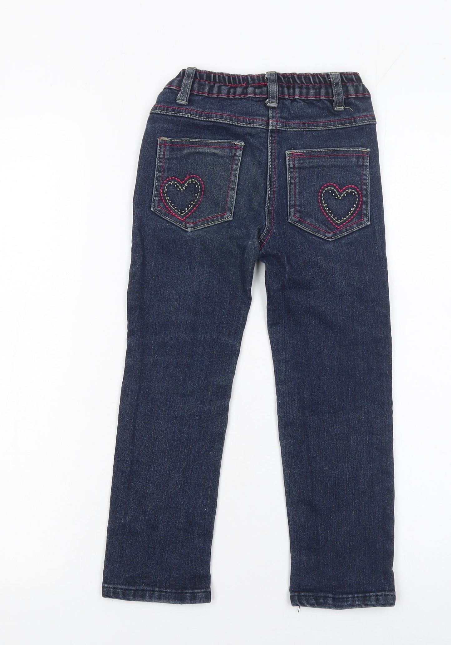 Denim Co Girls Blue Straight Jeans 5 Years Embroidered Heart Style