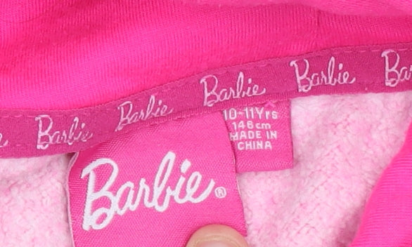 Barbie Girls Pink Hoodie 10-11 Years 146cm Cotton Blend Pullover