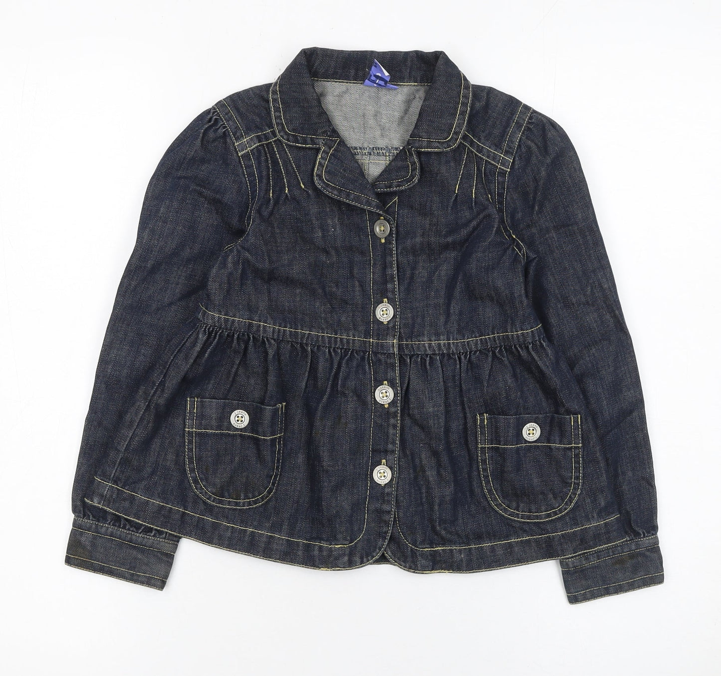 Jasper Conran Girls Blue Denim Button Jacket 7 Years Cotton Casual