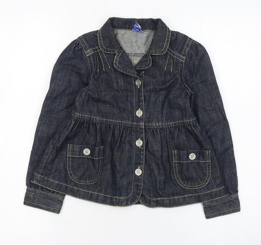 Jasper Conran Girls Blue Denim Button Jacket 7 Years Cotton Casual