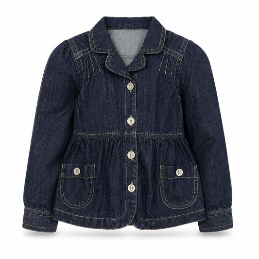Front view of Jasper Conran girls’ blue denim button jacket 7 years cotton casual