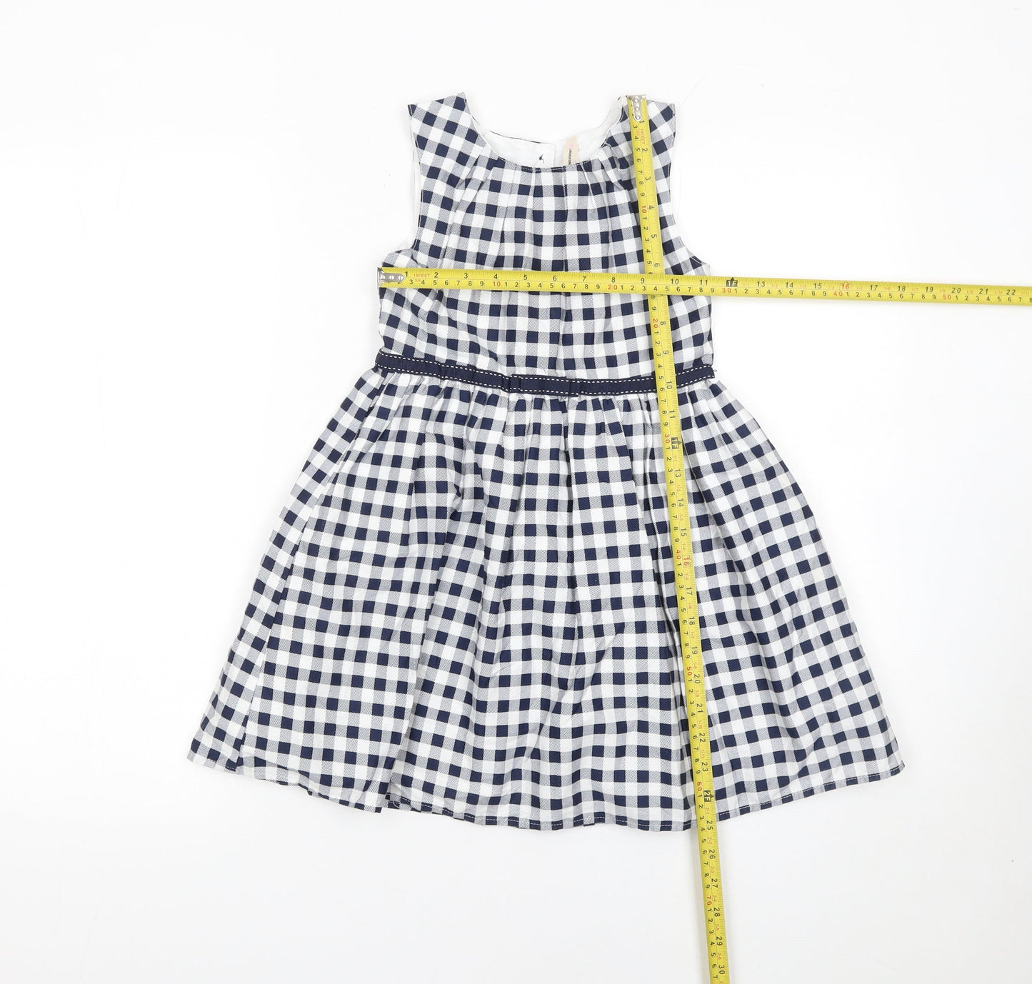 Young Dimension Girls Blue Check Sleeveless A-Line Dress 6-7 Years
