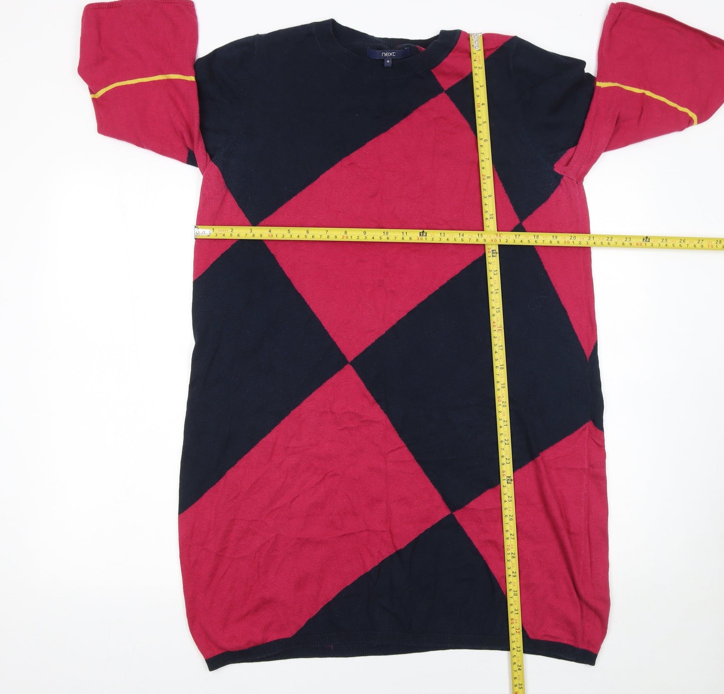 Next Women’s Argyle Knit Shift Dress Multicoloured Size 18
