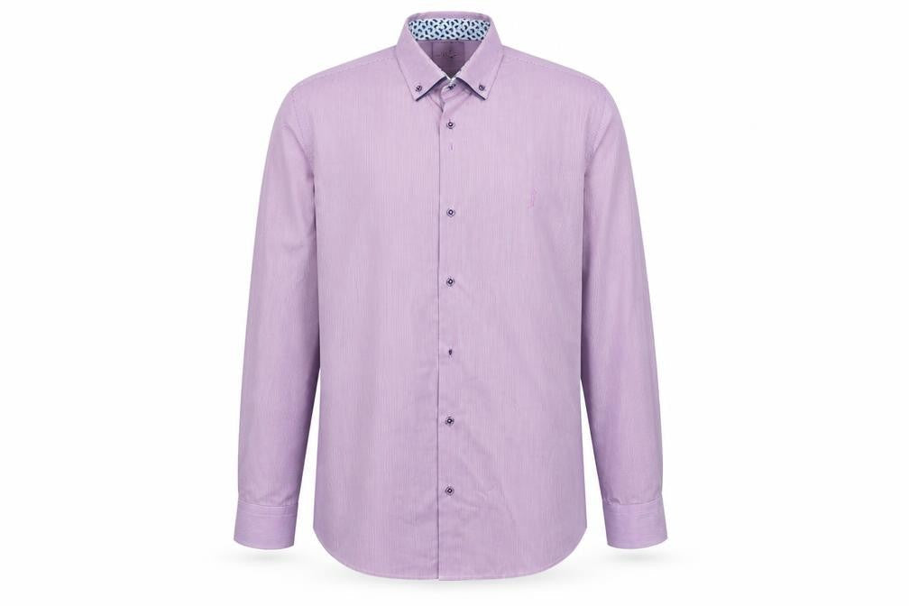 6th Sense Men's Purple Check Egyptian Cotton Long Sleeve Button-Up Shirt 2XL