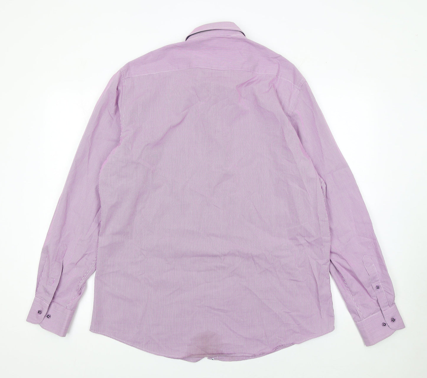 6th Sense Men's Purple Check Egyptian Cotton Long Sleeve Button-Up Shirt 2XL