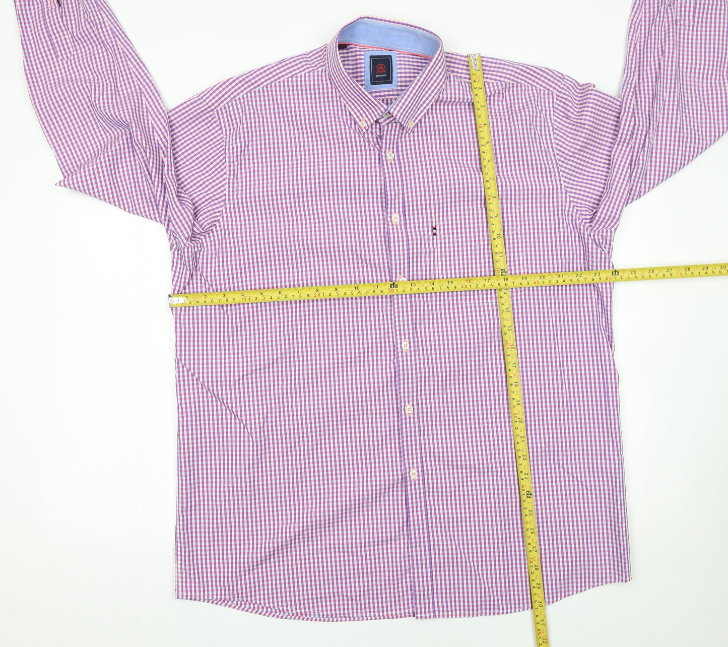 André Jeanswear Men’s Purple Check Cotton Button-Up Shirt Size L