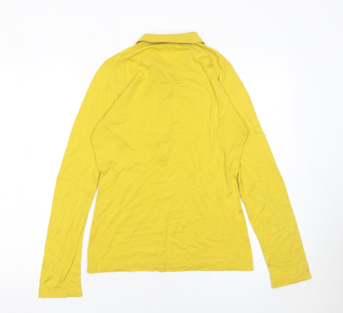 John Smedley Men's Yellow Long Sleeve Slim Fit Cotton Polo Shirt S