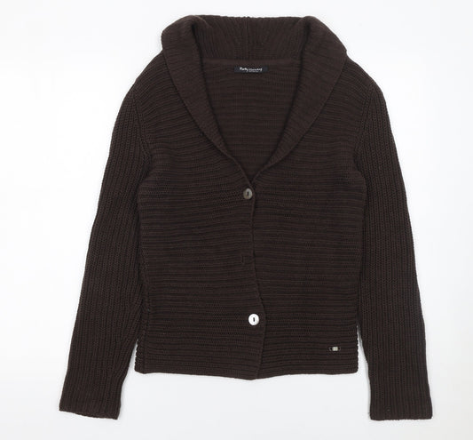 Betty Barclay Women Brown Knit Long Sleeve Cardigan Size 10
