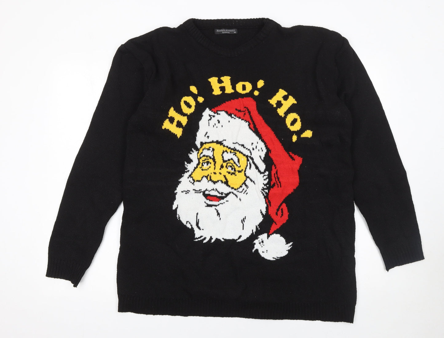 Elizabeth Alexandra London Men's Black XL Christmas Santa Pullover Jumper