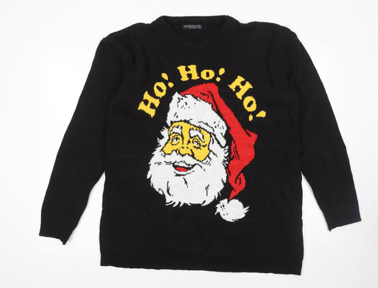 Elizabeth Alexandra London Men's Black XL Christmas Santa Pullover Jumper