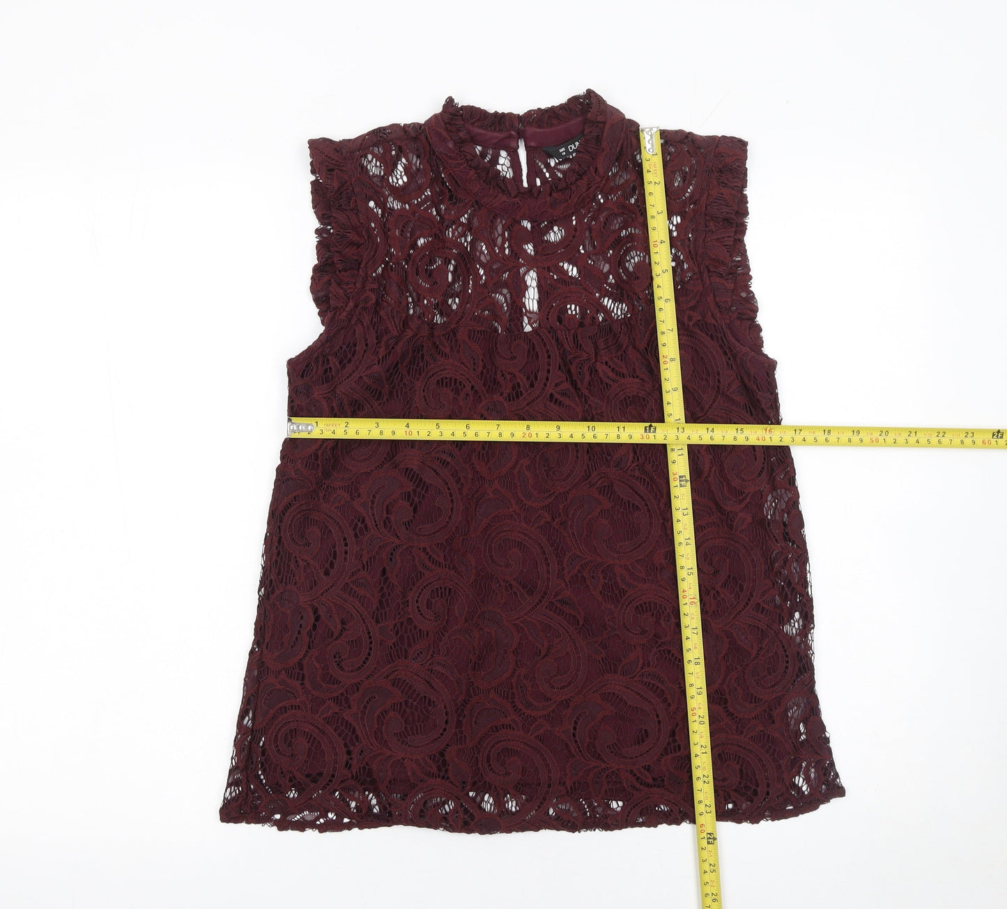 Dunnes Women Brown Lace High Neck Sleeveless Blouse Size 10