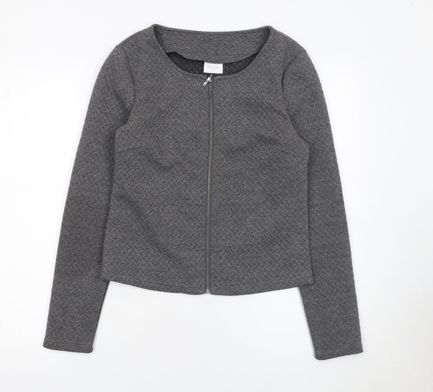 Vila Women Grey Knit Zip Basic Jacket Size S