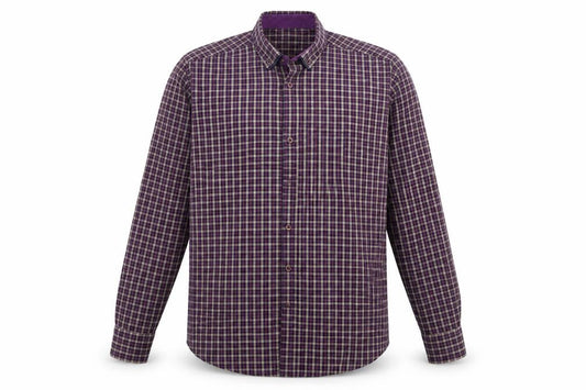 6th Sense Men's Purple Checked Egyptian Cotton Button-Up Shirt XL