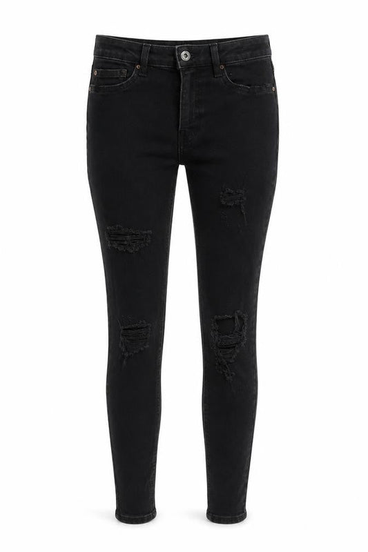Bershka Women's Black Skinny Distressed Jeans Size 10