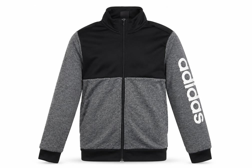 Adidas Boys Grey & Black Track Jacket Size 13-14Y Full Zip Activewear