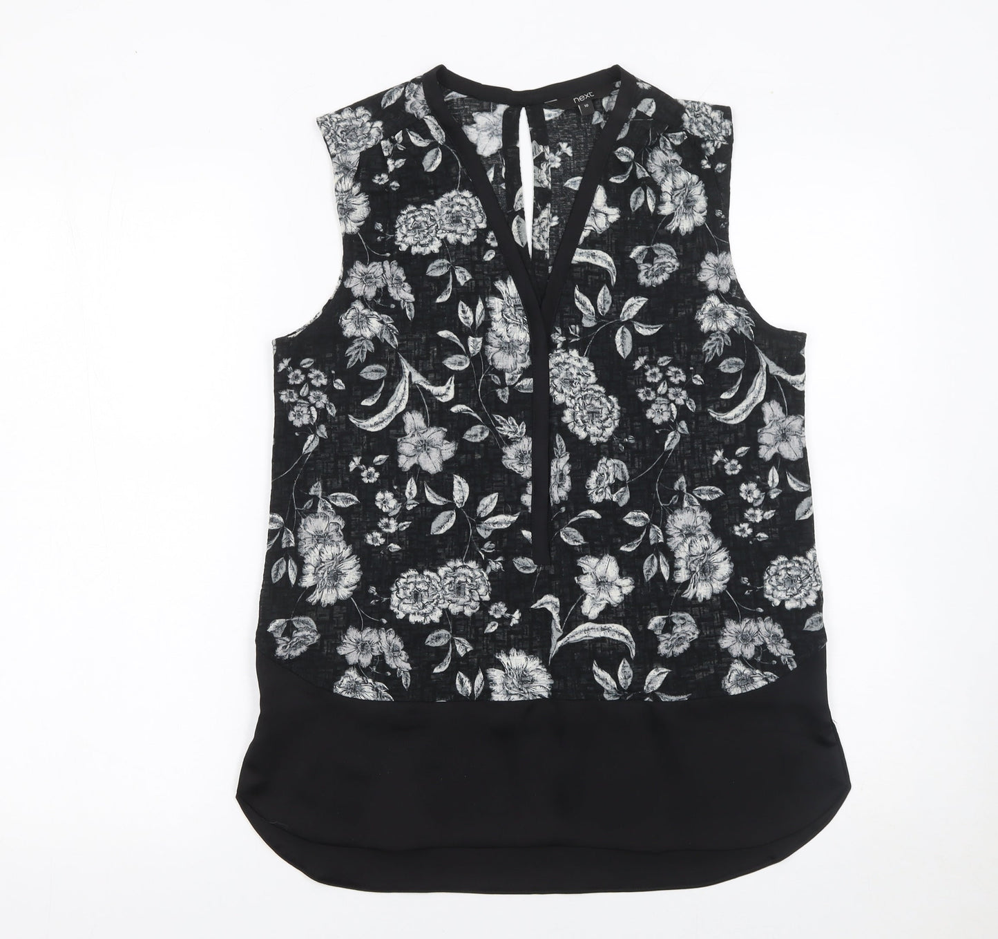 Next Women’s Black Floral Sleeveless Tunic Blouse Size 10