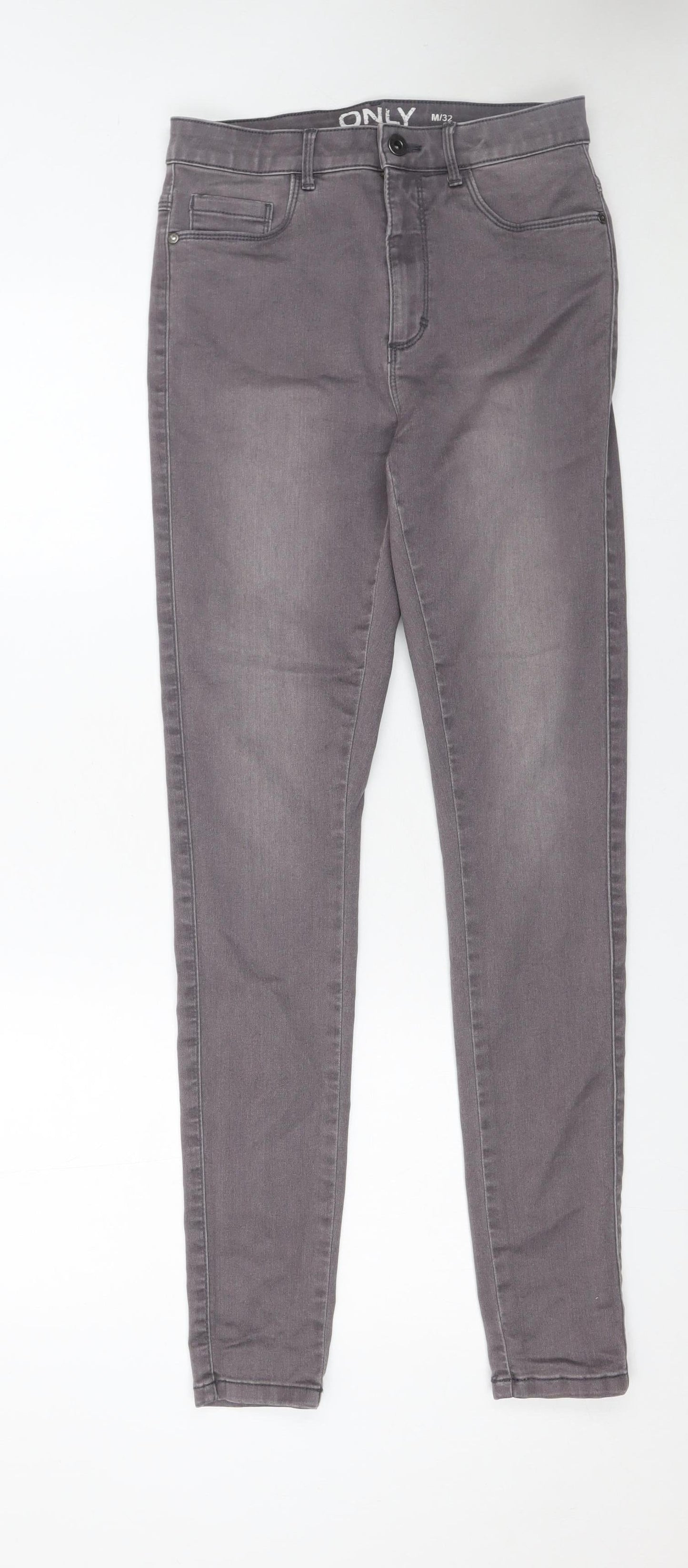 ONLY Women Grey Skinny Jeans M/32 Cotton Blend Stretch Denim